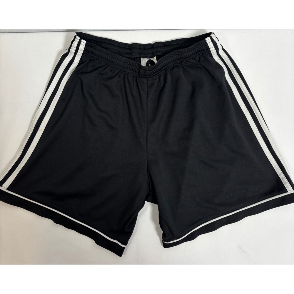 Adidas Soccer Shorts Mens Medium Black Polyester Aeroready 3-Stripe Athletic Gym